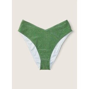 Victoria’s Secret Shimmer High‑Waist Cheeky Bikini Bottom Green Large
